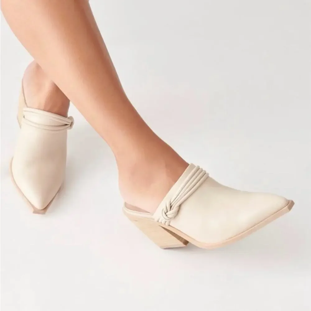 NWOT - Dolce Vita - Sita Cream Leather Mules - Picture 2 of 11